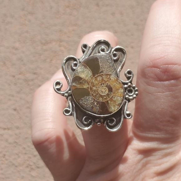 New Unique Ammonite 925 Silver Ring. - Picture 7 of 12
